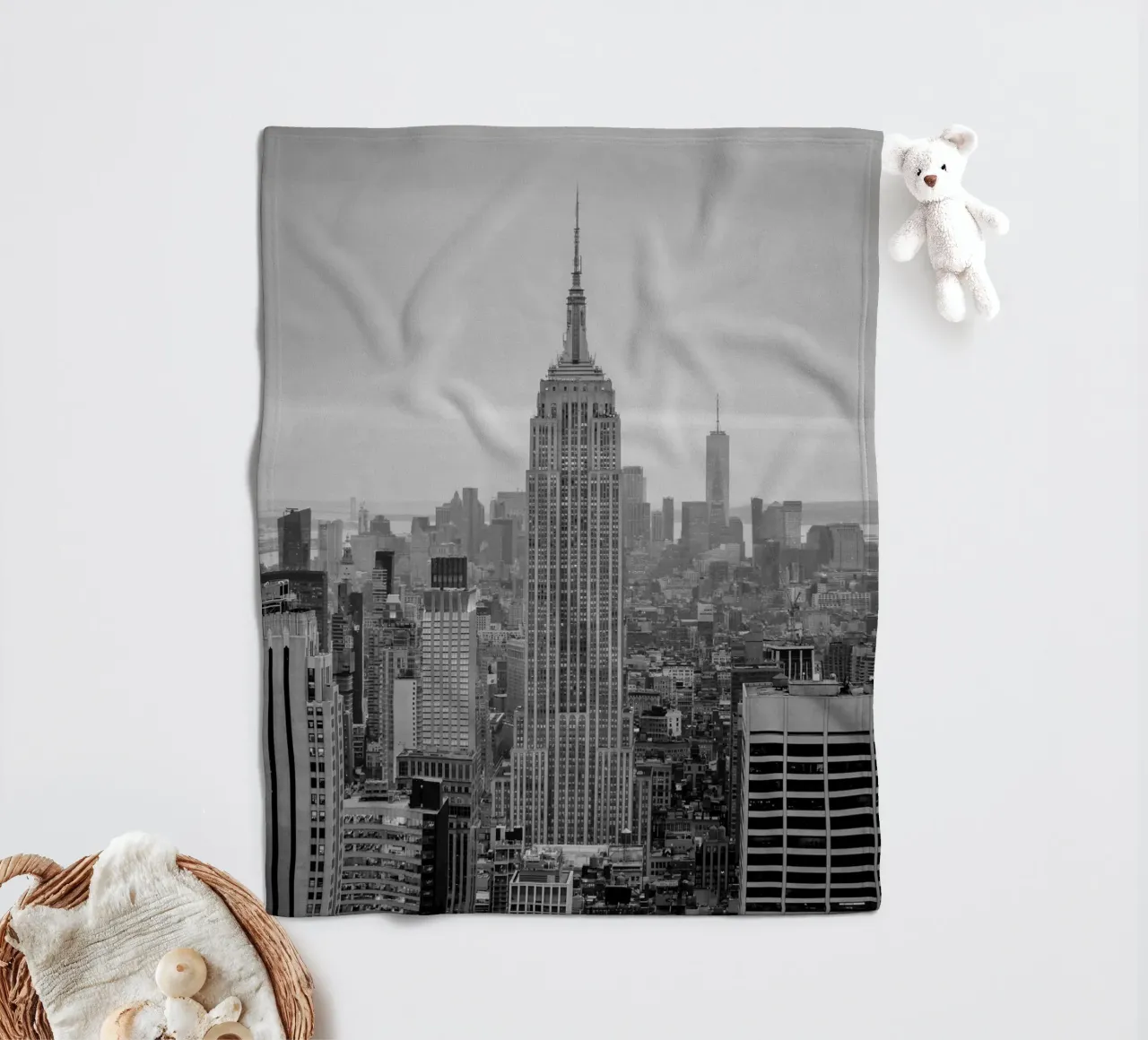 New York City Skyline - Empire State Building, Manhattan fleece blanket by Bold and Retro
