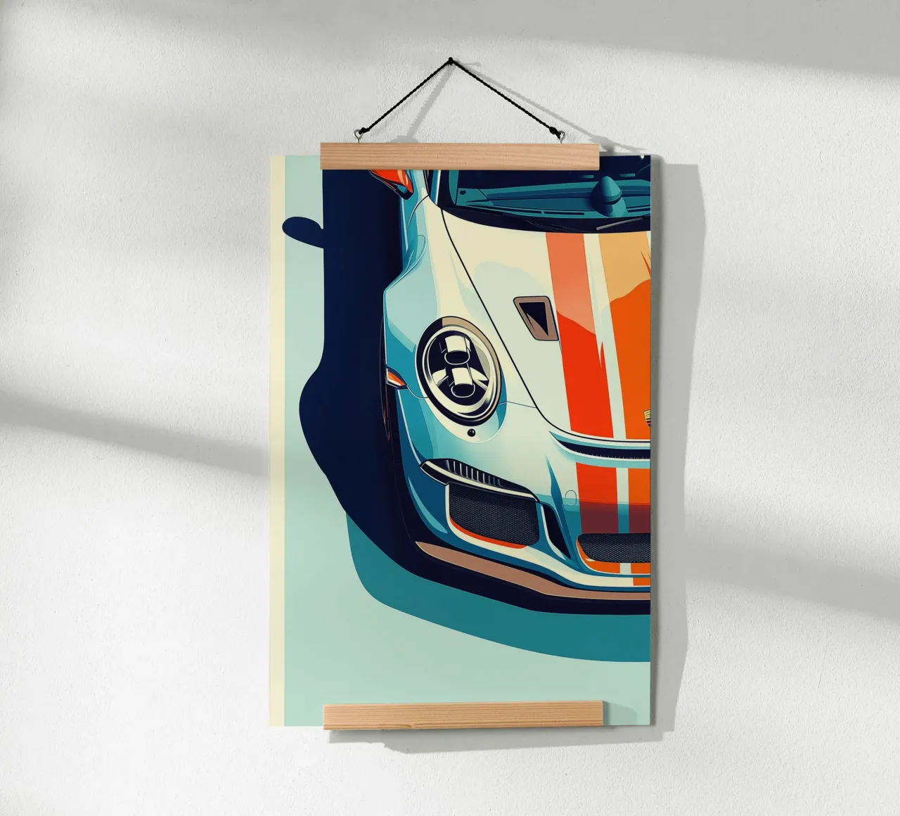 Porsche GT3 R Racing Car poster met houten frame van Autofocus