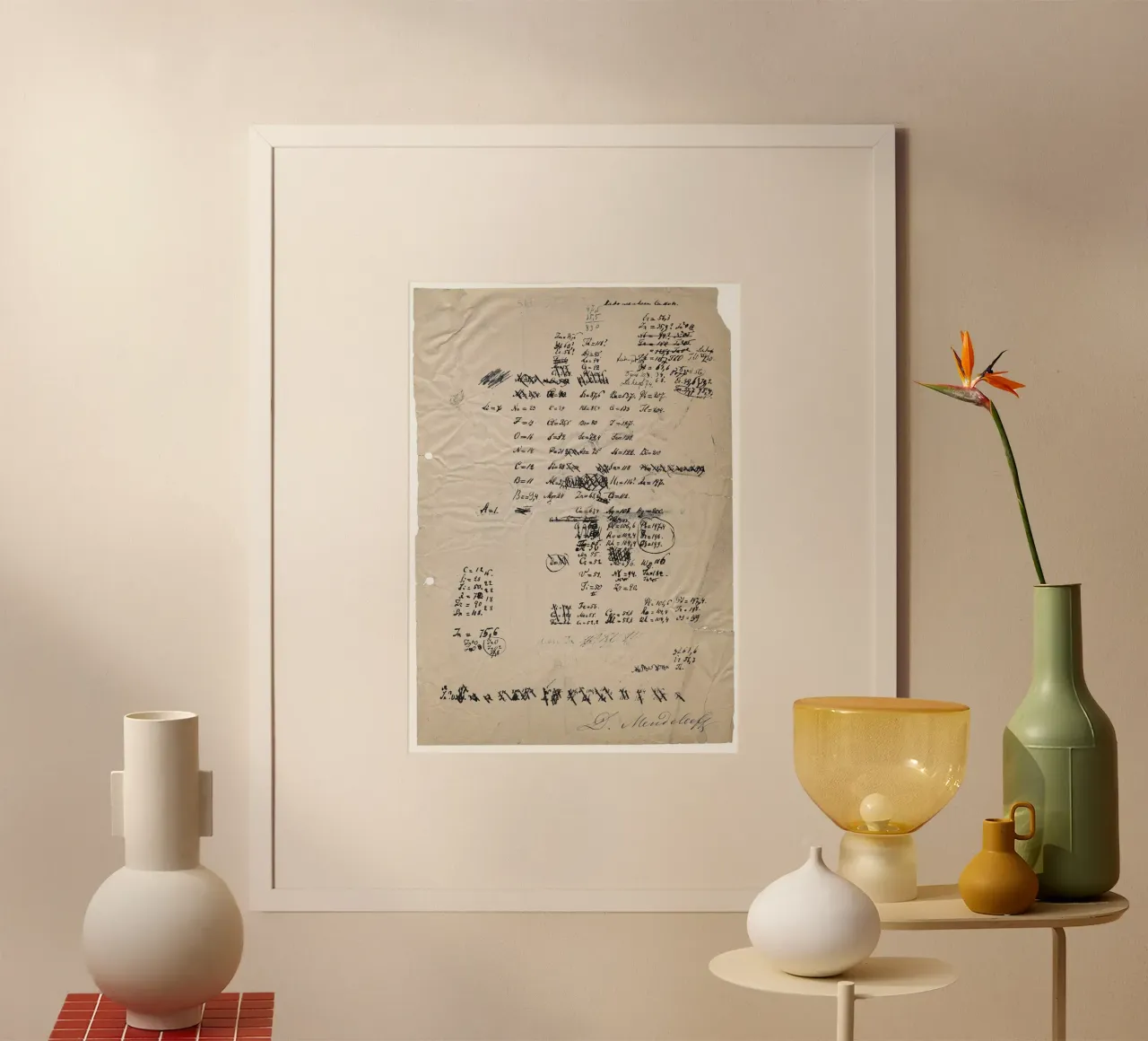 Dmitri Mendeleev Print - Chemistry Gift Idea - Science Art poster with wooden frame by Mashtup