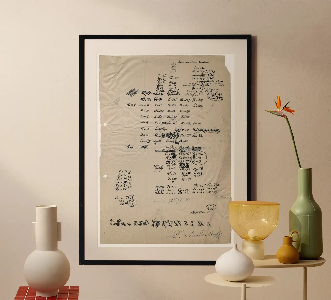 Dmitri Mendeleev Print - Chemistry Gift Idea - Science Art poster with wooden frame by Mashtup