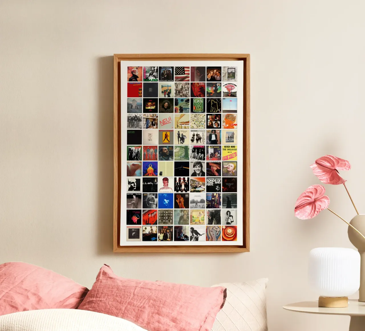 Grootste albums van de jaren '70 - Beste jaren '70 Muziek Vinyl Print canvas met Baklijst van MrMustardPrints
