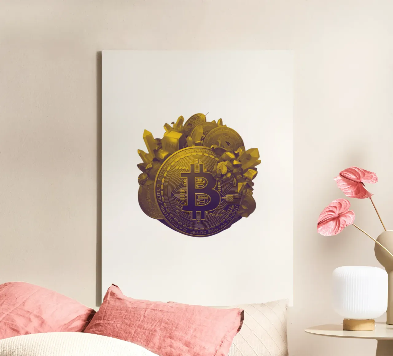 BTC... come una montagna d'oro tela con Cornice a cassetta da Crypto_Jungle