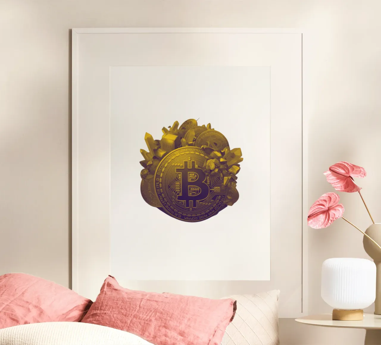 BTC... come una montagna d'oro poster con telaio in alluminio da Crypto_Jungle