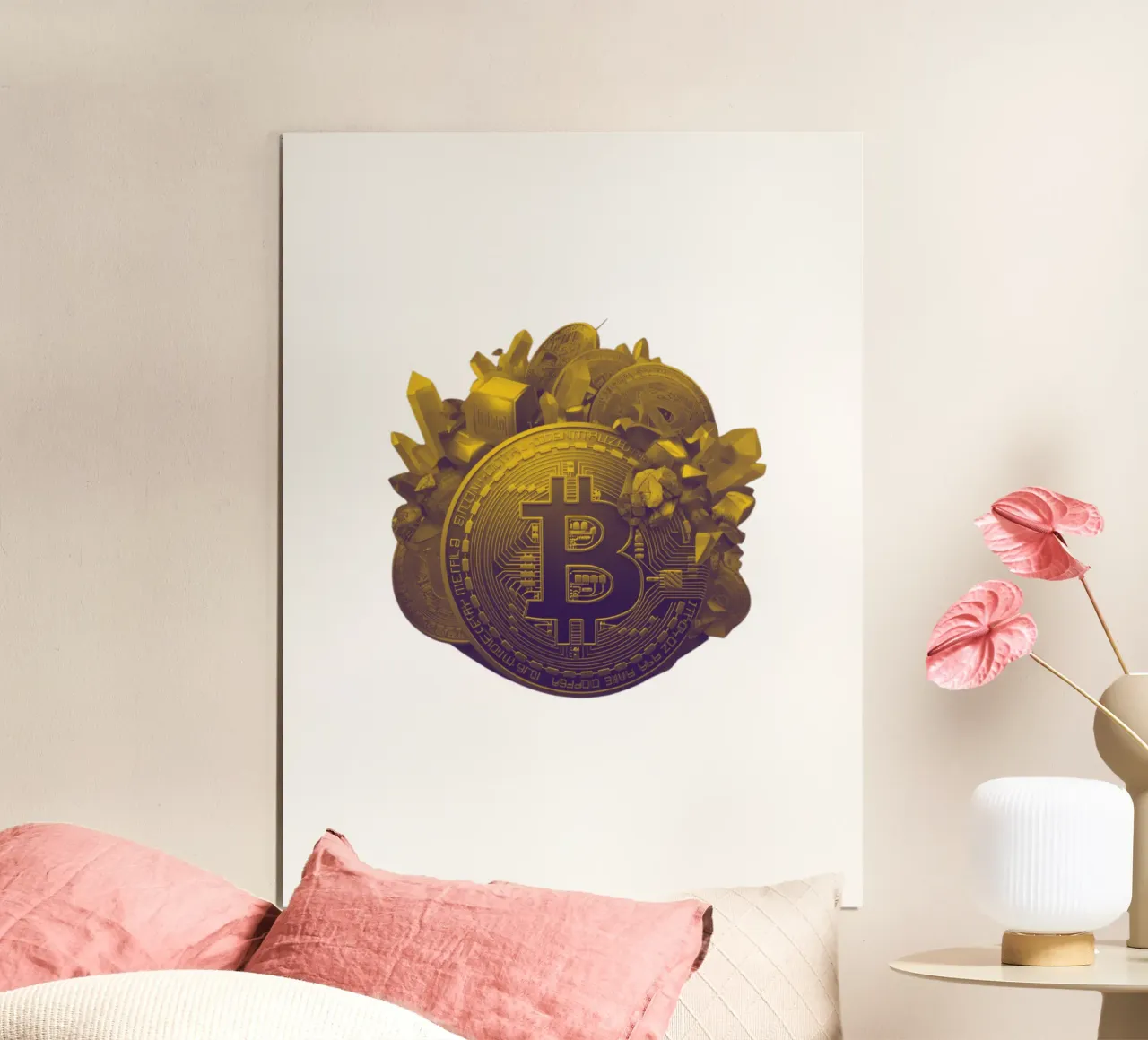 BTC... come una montagna d'oro poster con telaio in alluminio da Crypto_Jungle