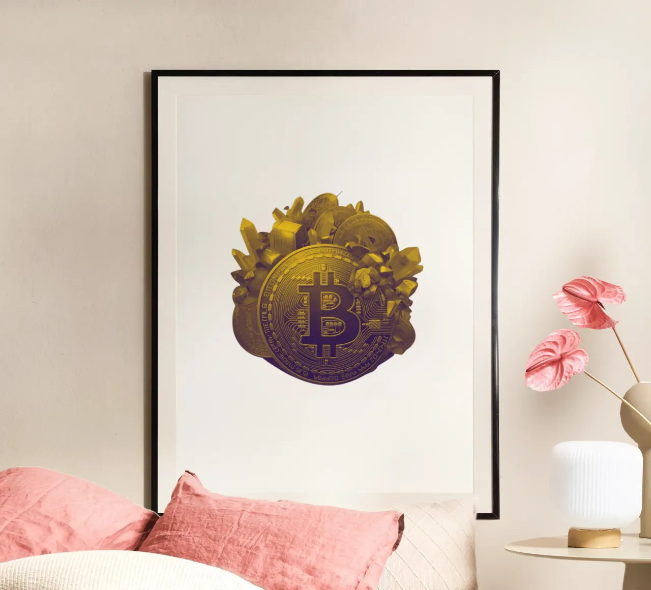 BTC... come una montagna d'oro poster con telaio in alluminio da Crypto_Jungle