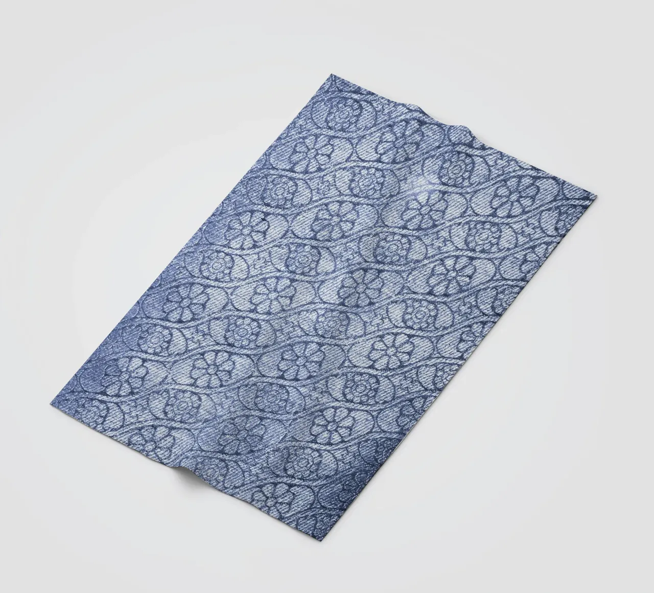 Tissu antique bleu à fleurs plaid polaire de Lisa Jureczko Arts Illustration
