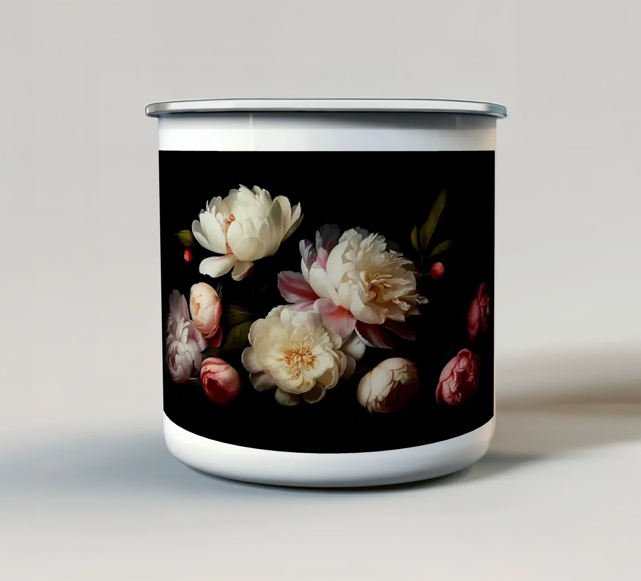 Victorian Vibes Vintage Peonies Garden enamel mug by Flower Garden - Uta Naumann