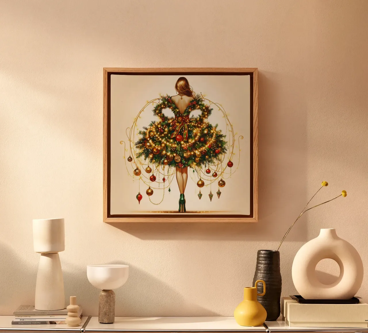 Kerstversiering canvas met Baklijst van ARTOMATIC