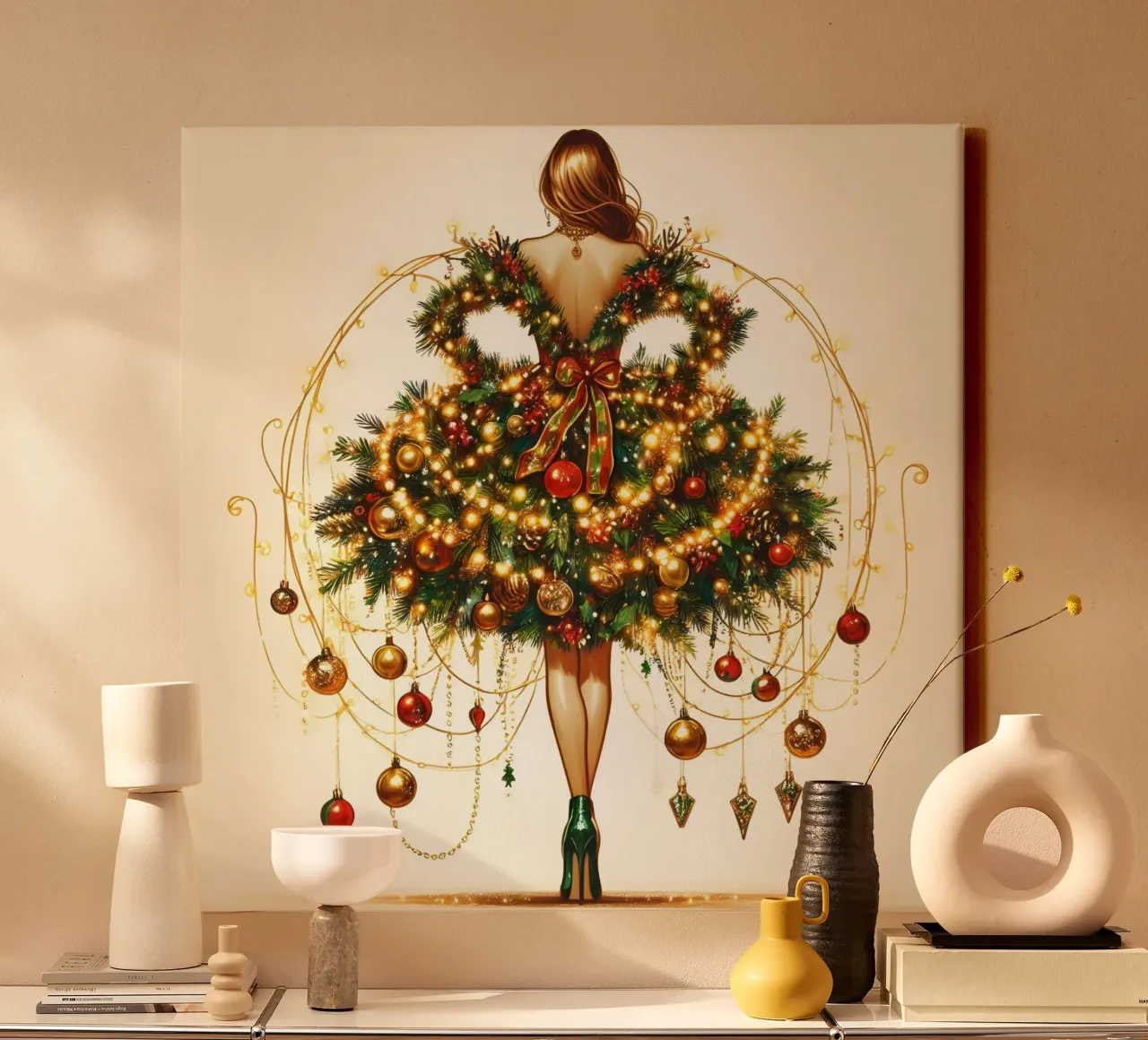Kerstversiering canvas met Baklijst van ARTOMATIC