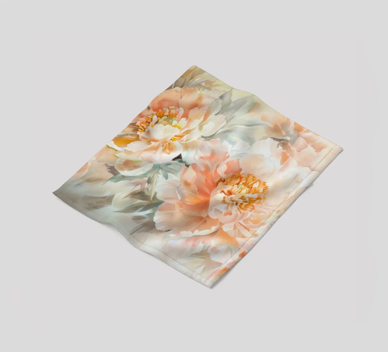 Peach Soft Velvet Peonies Spring Garden fleece blanket by Flower Garden - Uta Naumann