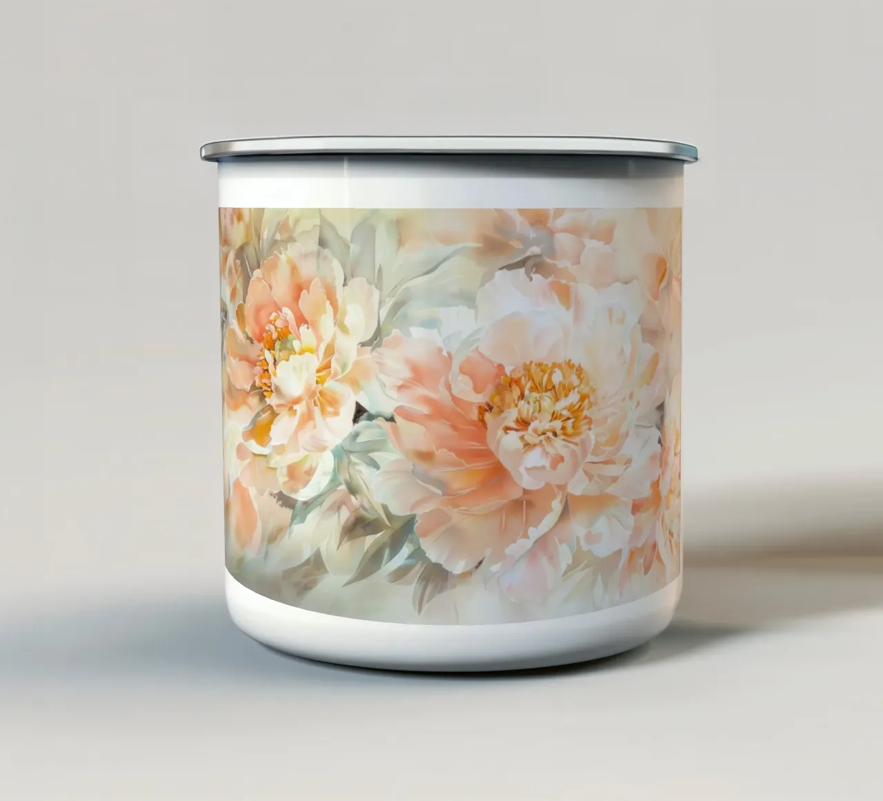 Peach Soft Velvet Peonie Spring Garden tazza in smalto da Flower Garden - Uta Naumann