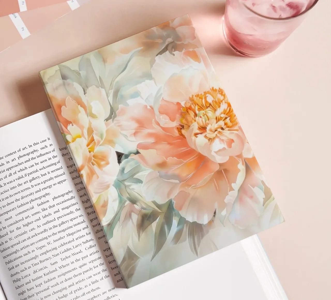Peach Soft Velvet Peonies Spring Garden notebook by Flower Garden - Uta Naumann