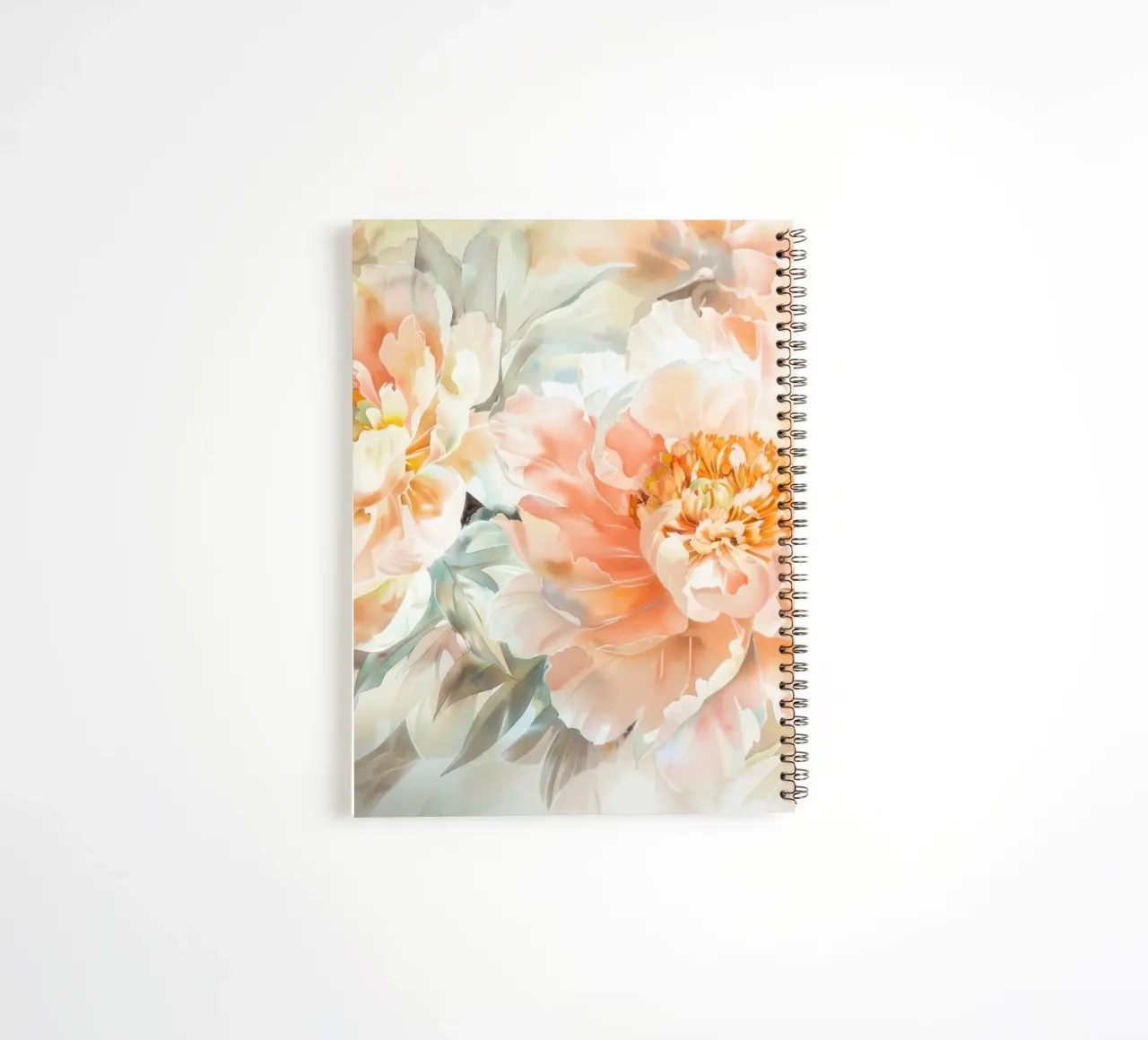 Peach Soft Velvet Peonies Spring Garden spiral notebook by Flower Garden - Uta Naumann