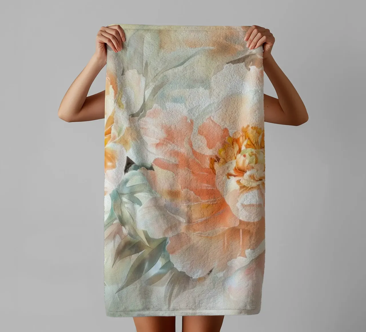 Peach Soft Velvet Peonie Spring Garden asciugamano da bagno da Flower Garden - Uta Naumann