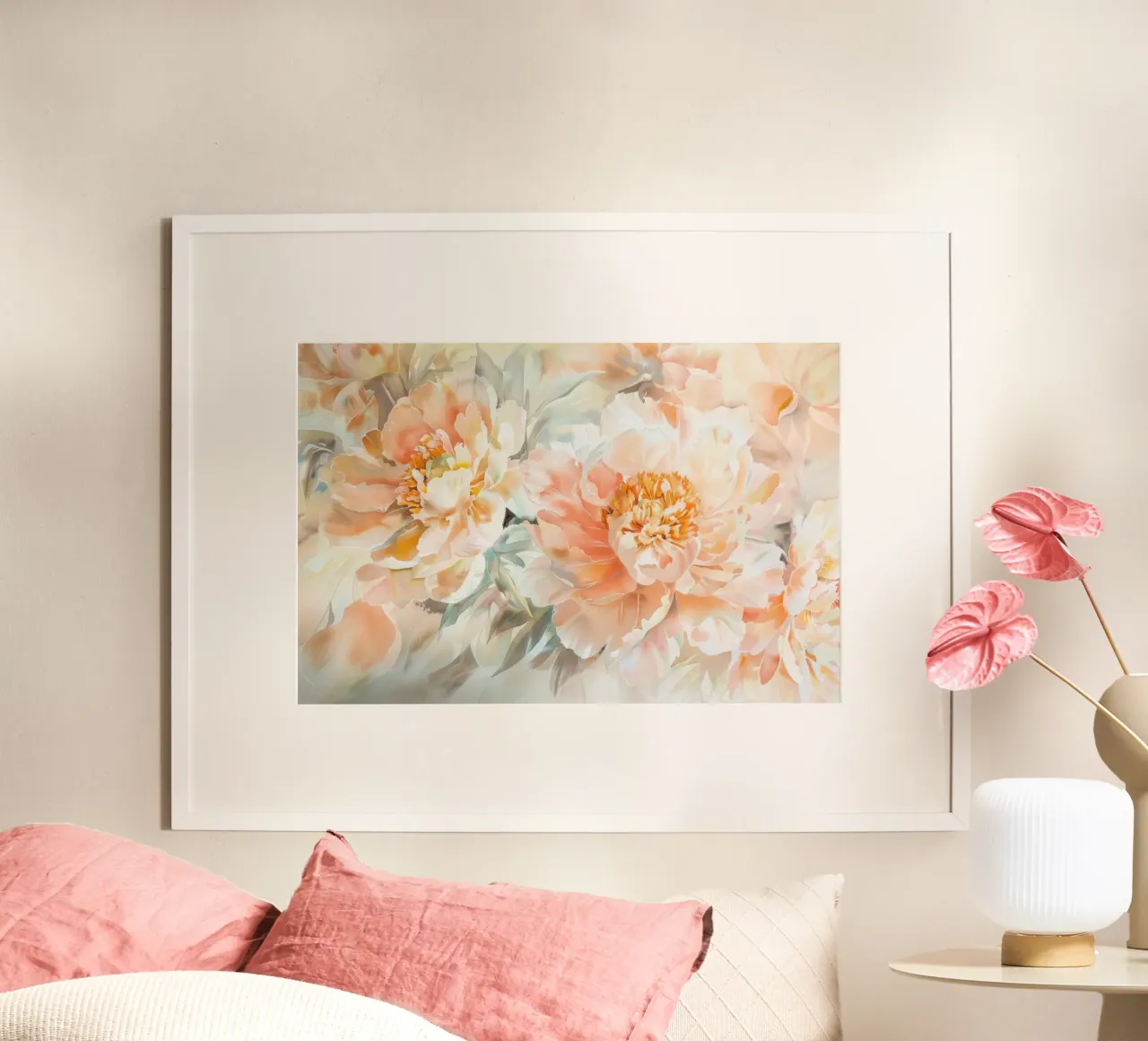Peach Soft Velvet Peonie Spring Garden poster da Flower Garden - Uta Naumann