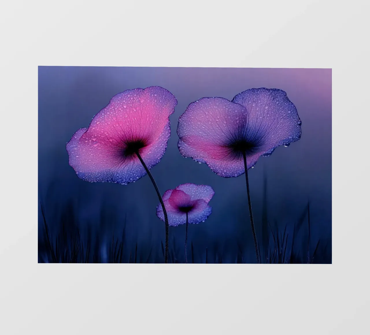 papaveri viola eterei con gocce di pioggia pellicola backlit da Flower Garden - Uta Naumann