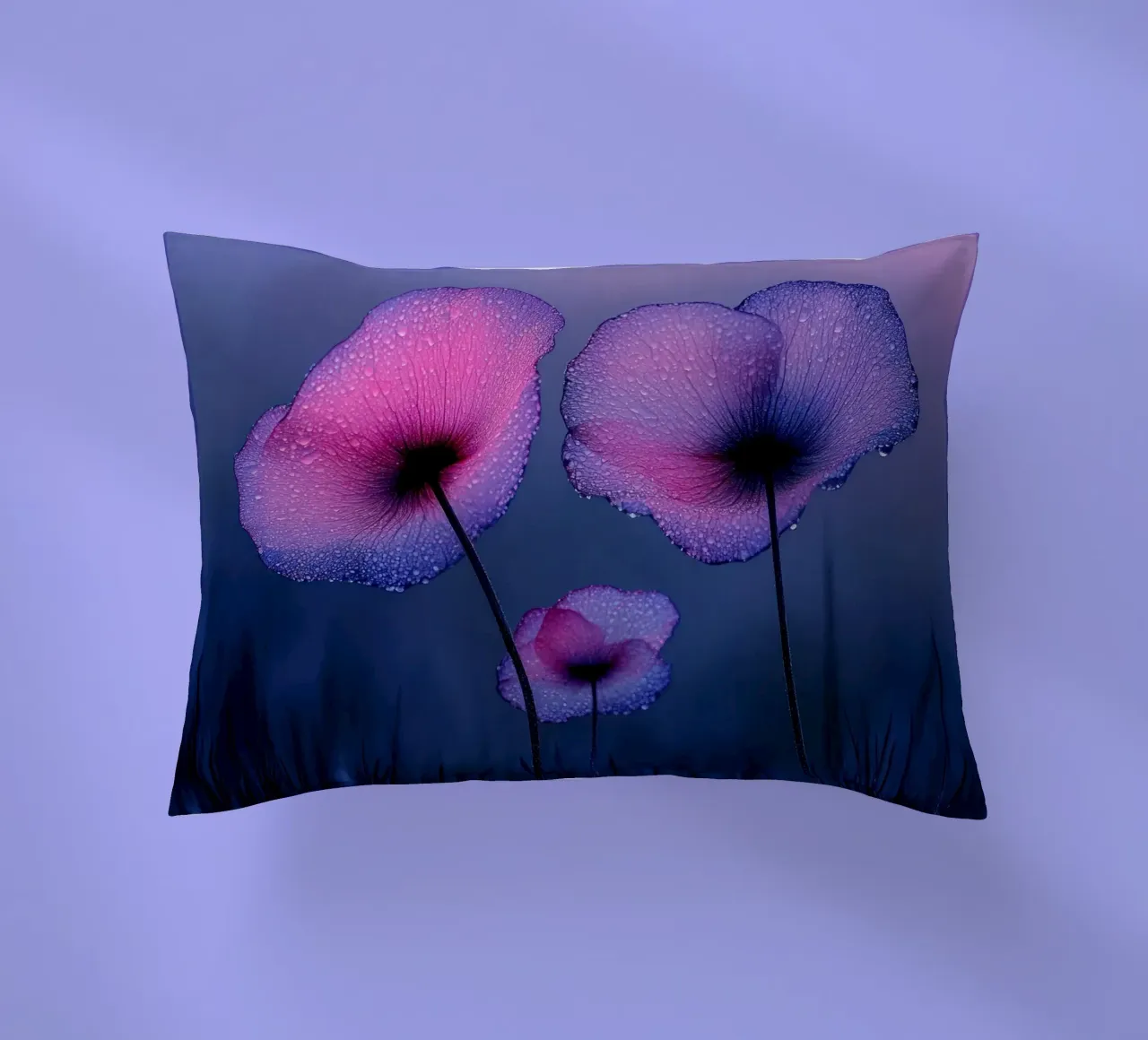 papaveri viola eterei con gocce di pioggia cuscino da Flower Garden - Uta Naumann