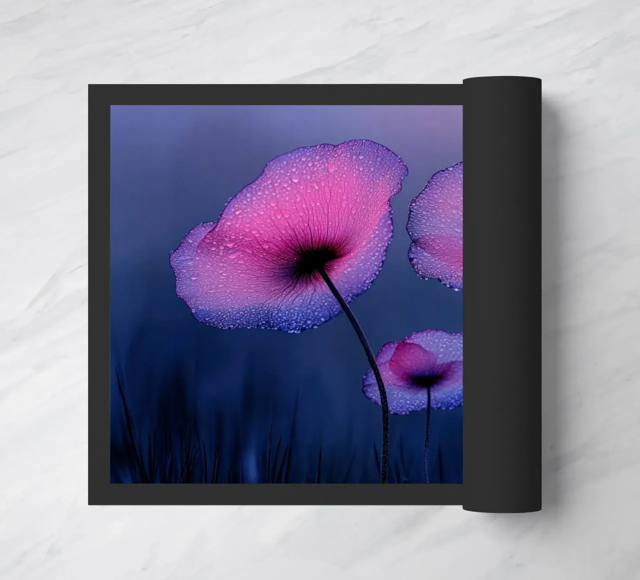 papaveri viola eterei con gocce di pioggia zerbino da Flower Garden - Uta Naumann