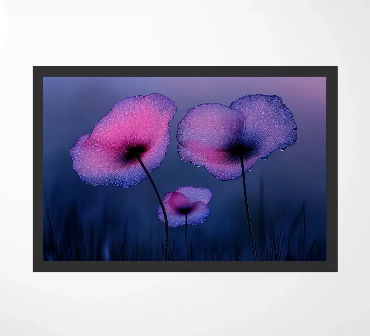 papaveri viola eterei con gocce di pioggia zerbino da Flower Garden - Uta Naumann