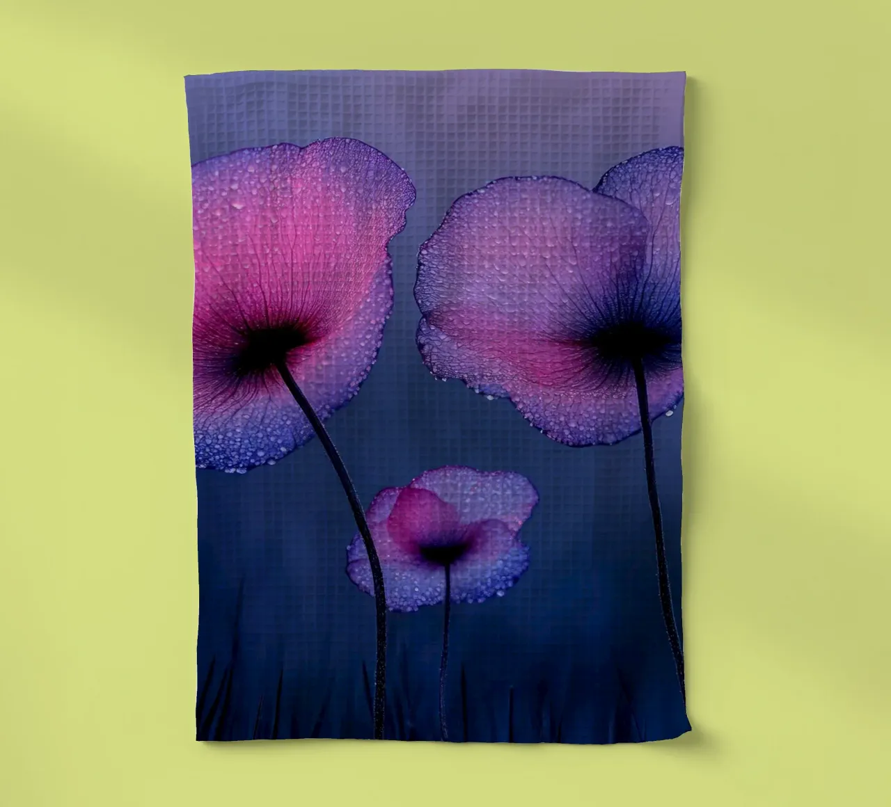 papaveri viola eterei con gocce di pioggia canovaccio da cucina da Flower Garden - Uta Naumann