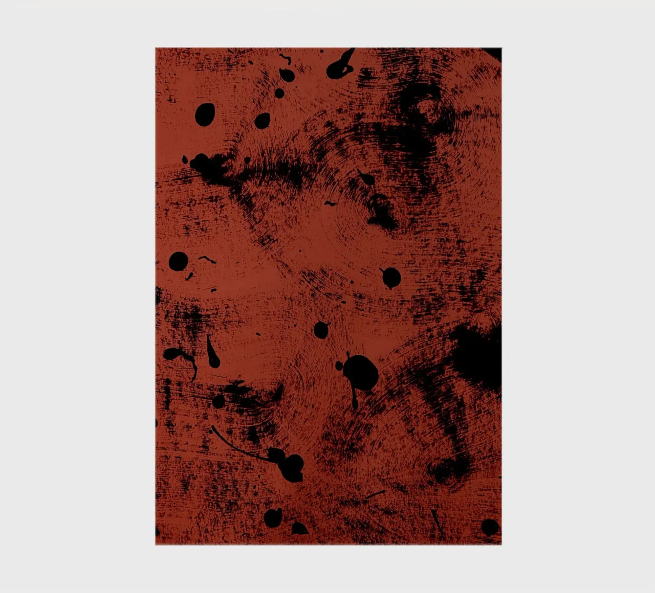 Black splashes of paint on a dark red background notebook by Lisa Jureczko Arts Illustration