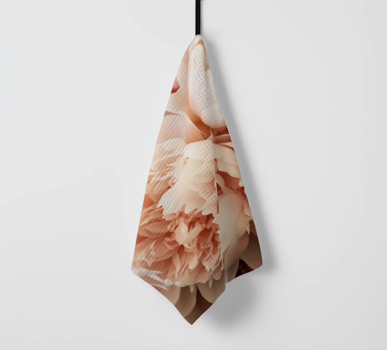 Soft Peach Velvet Bold Peonies Garden tea towel by Flower Garden - Uta Naumann