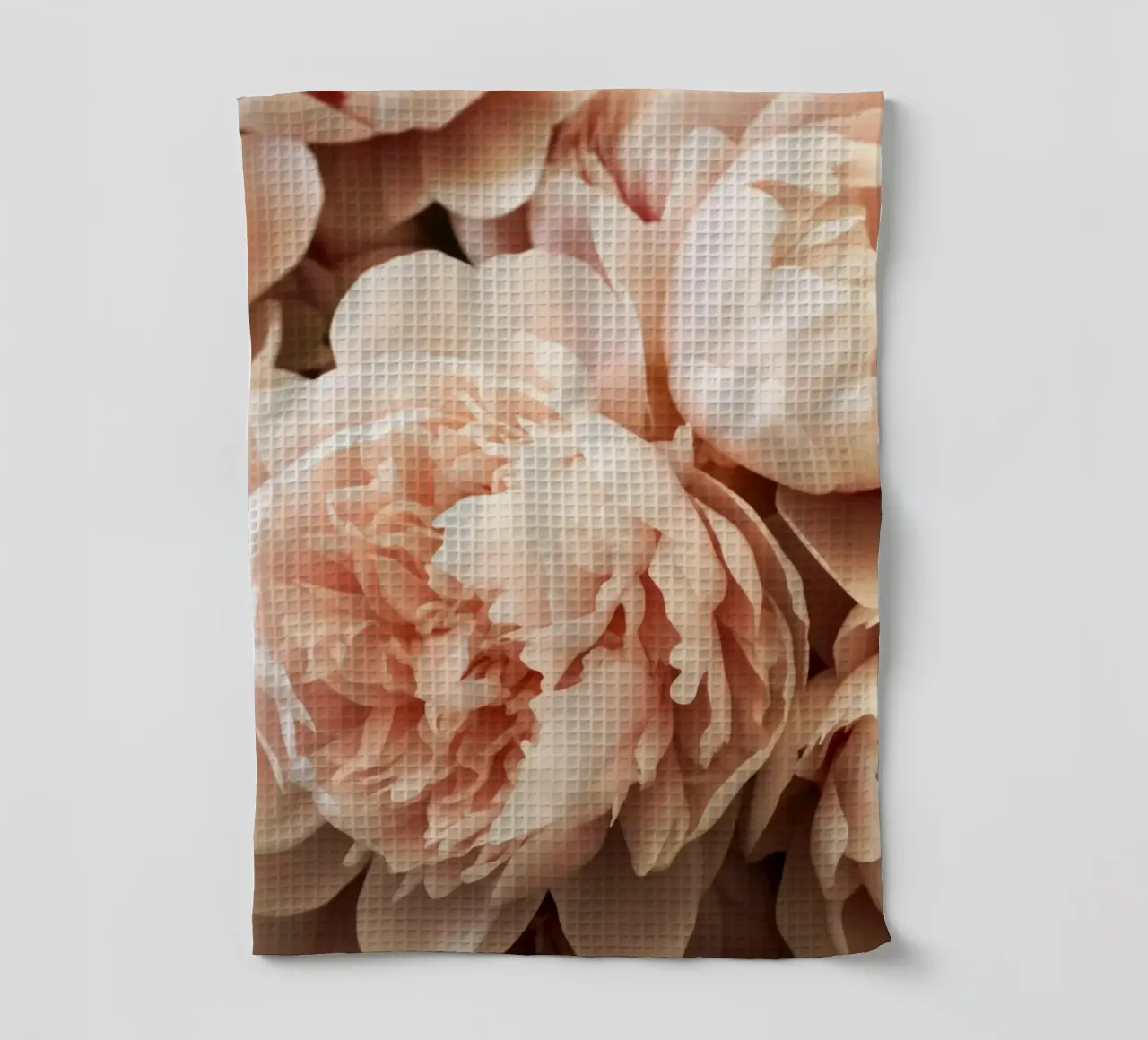 Soft Peach Velvet Bold Peonies Garden tea towel by Flower Garden - Uta Naumann