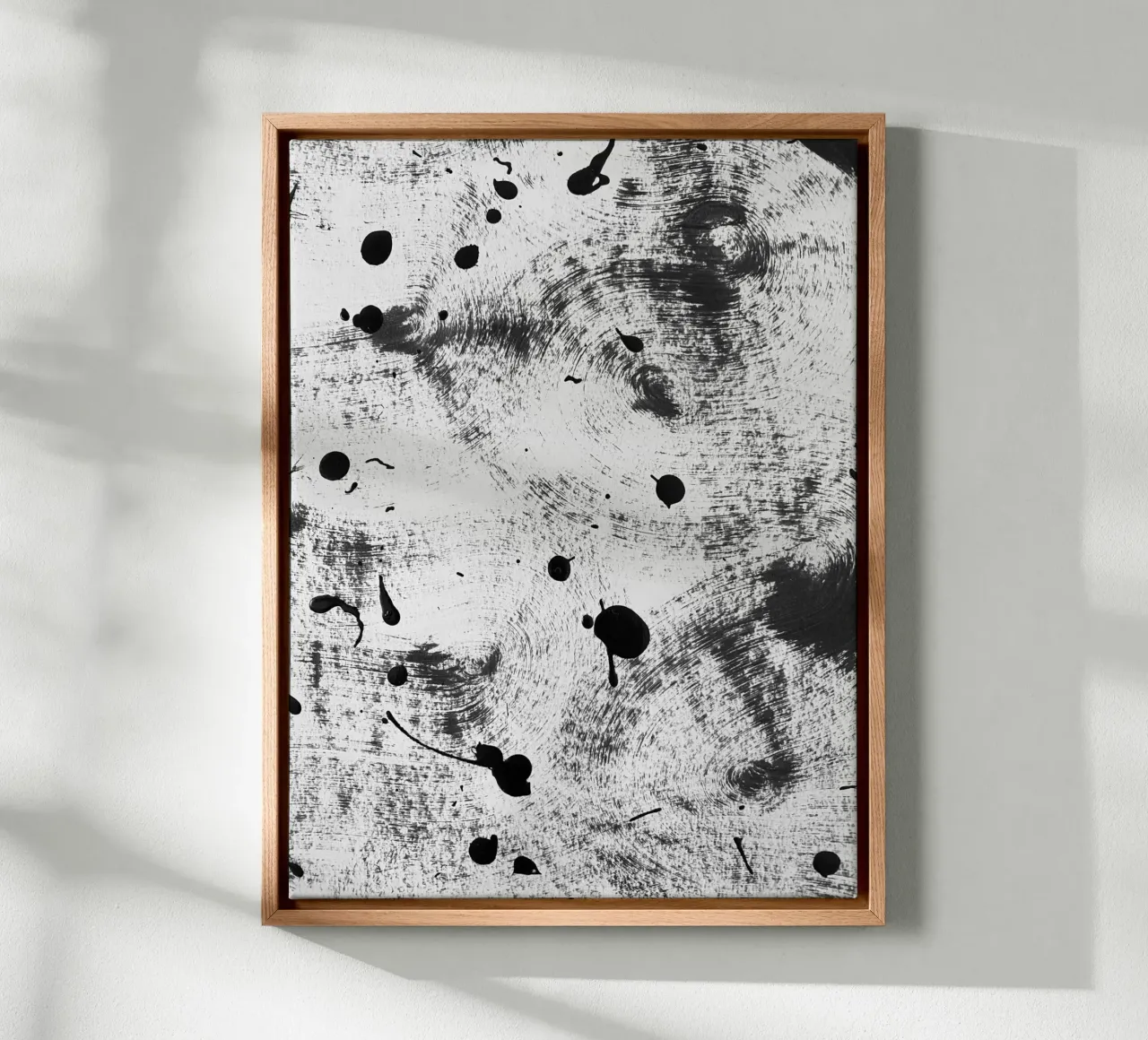 Black splashes of paint on a white background I canvas by Lisa Jureczko Arts Illustration