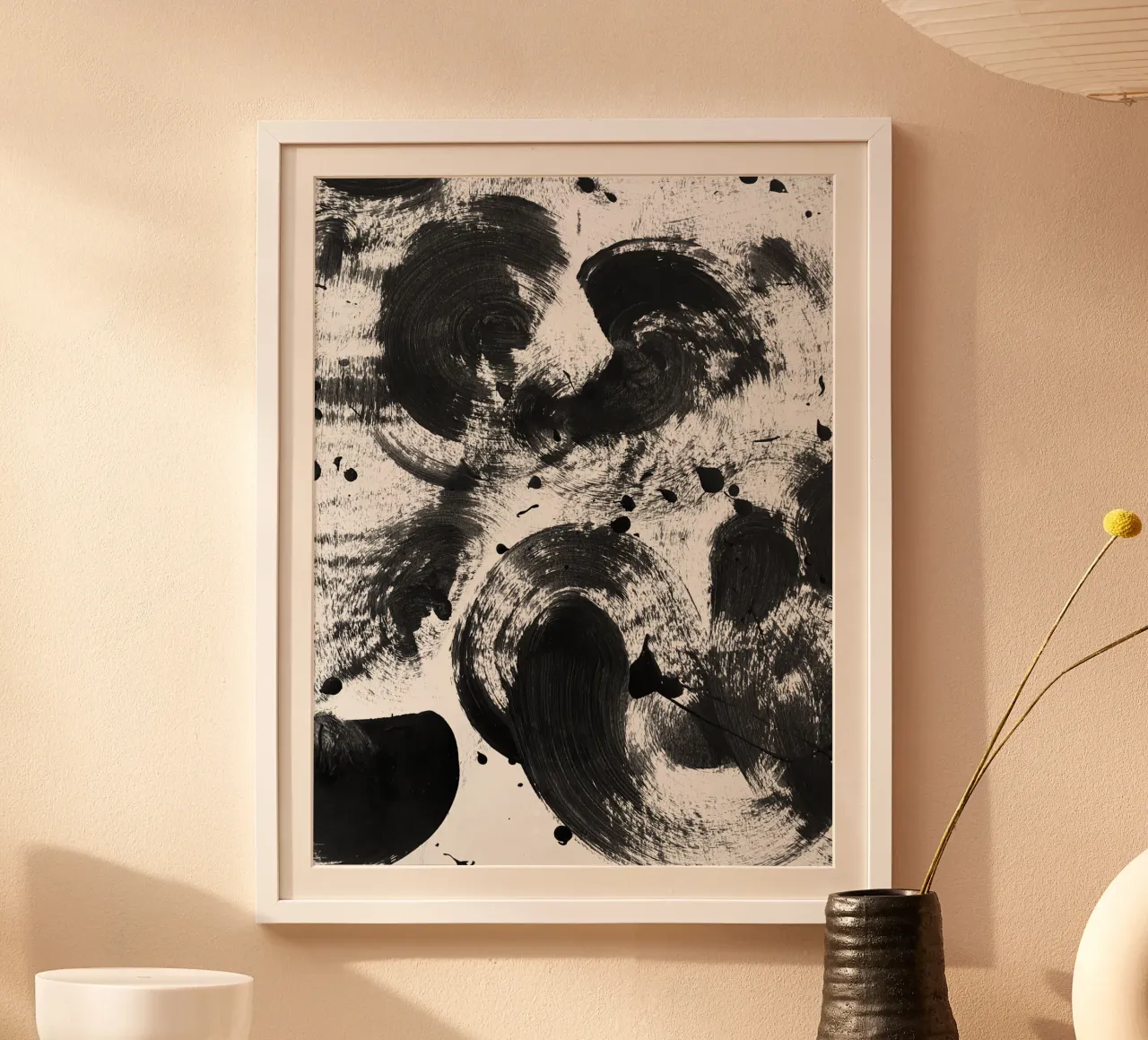Black splashes of paint on a white background II hahnemühle by Lisa Jureczko Arts Illustration