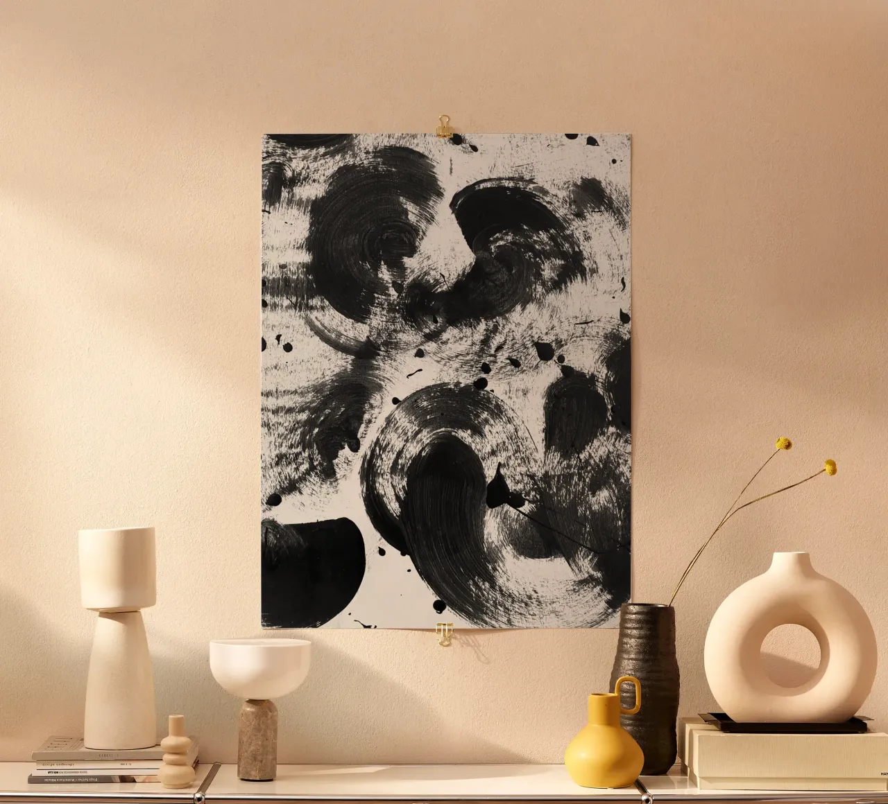 Black splashes of paint on a white background II hahnemühle by Lisa Jureczko Arts Illustration