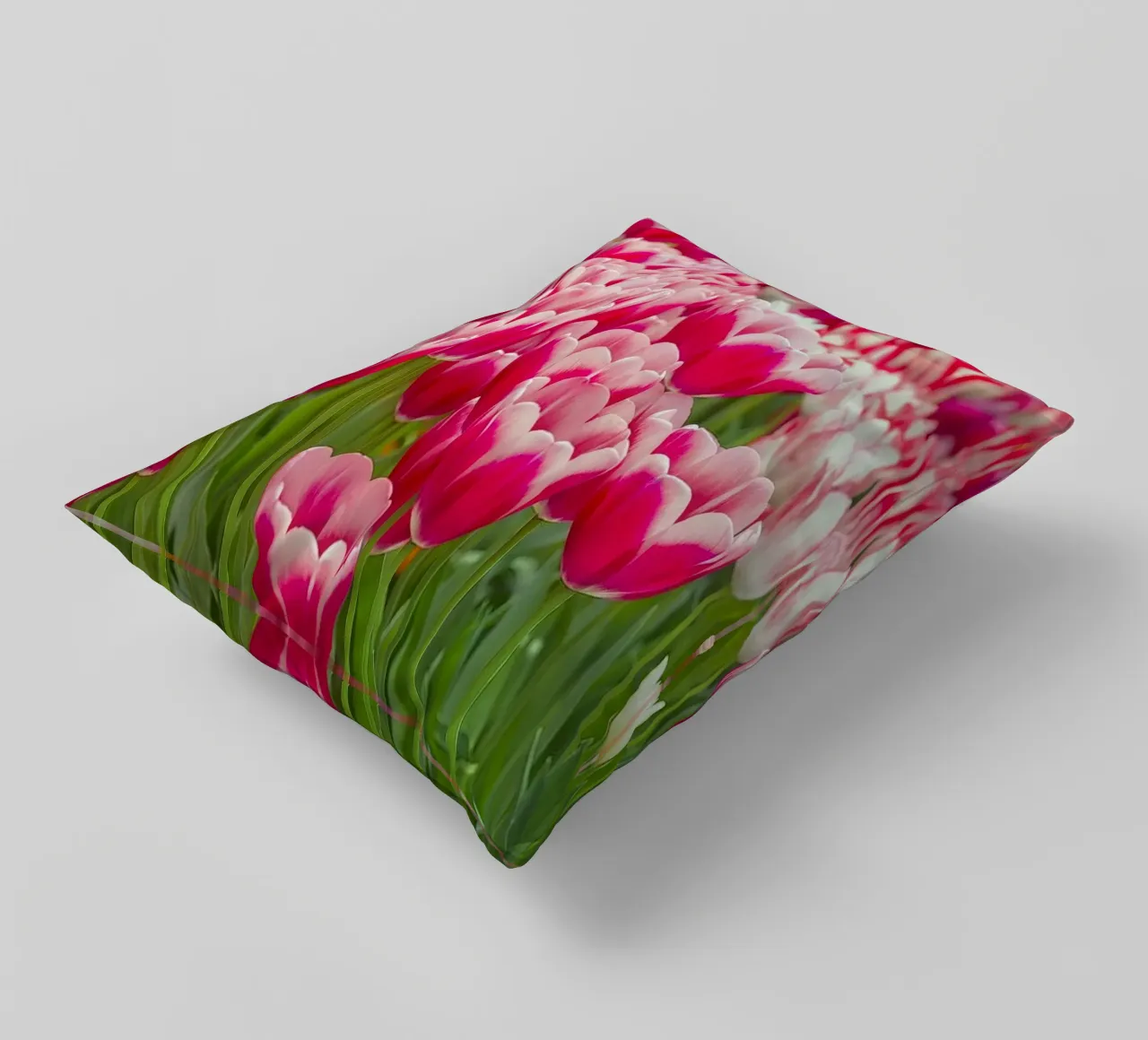 Fields of Joy: Vibrant Tulips in Bloom decorative cushion by Curious Collections by Marielle Leenders
