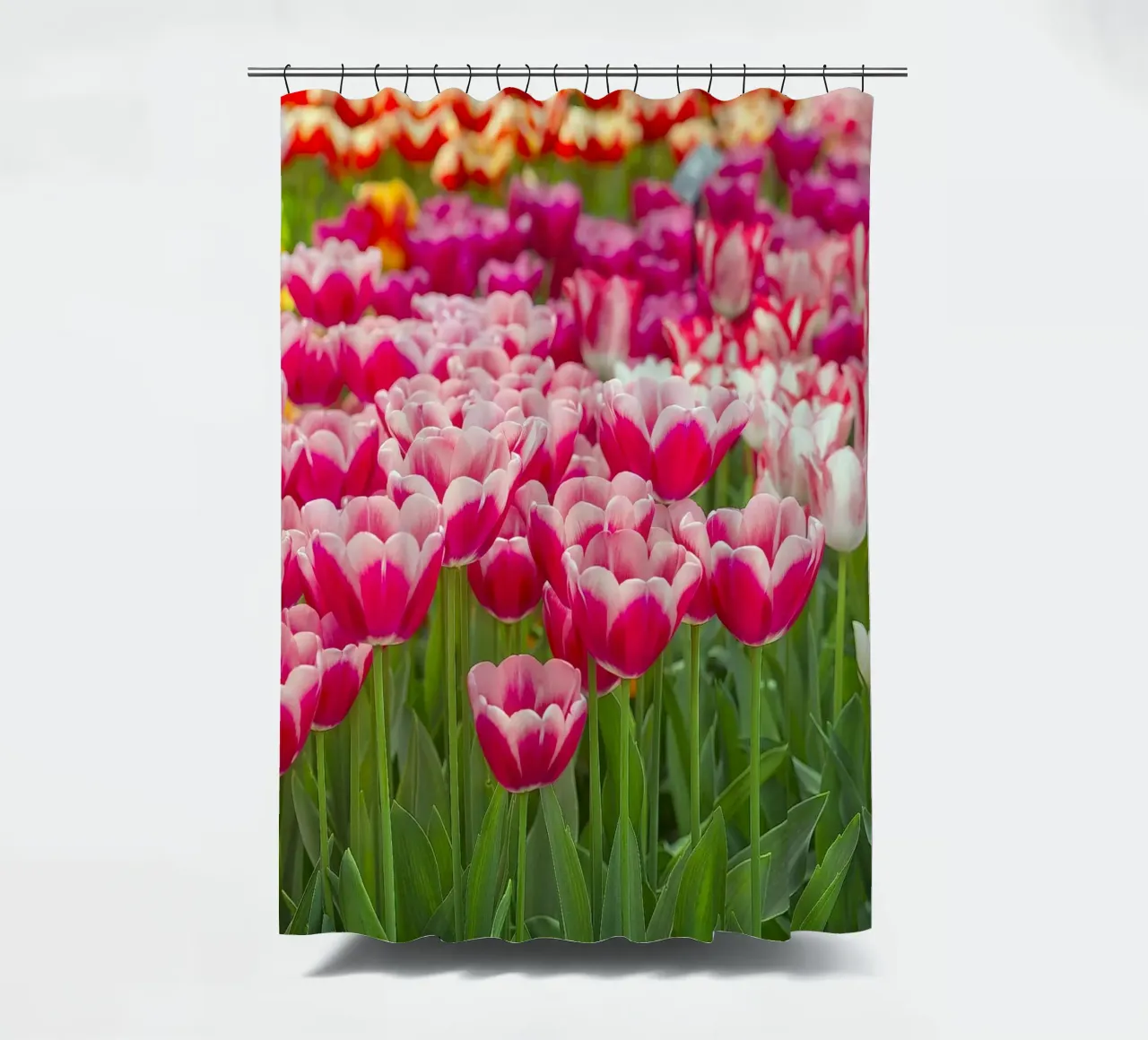 Fields of Joy: Vibrant Tulips in Bloom shower curtain by Curious Collections by Marielle Leenders