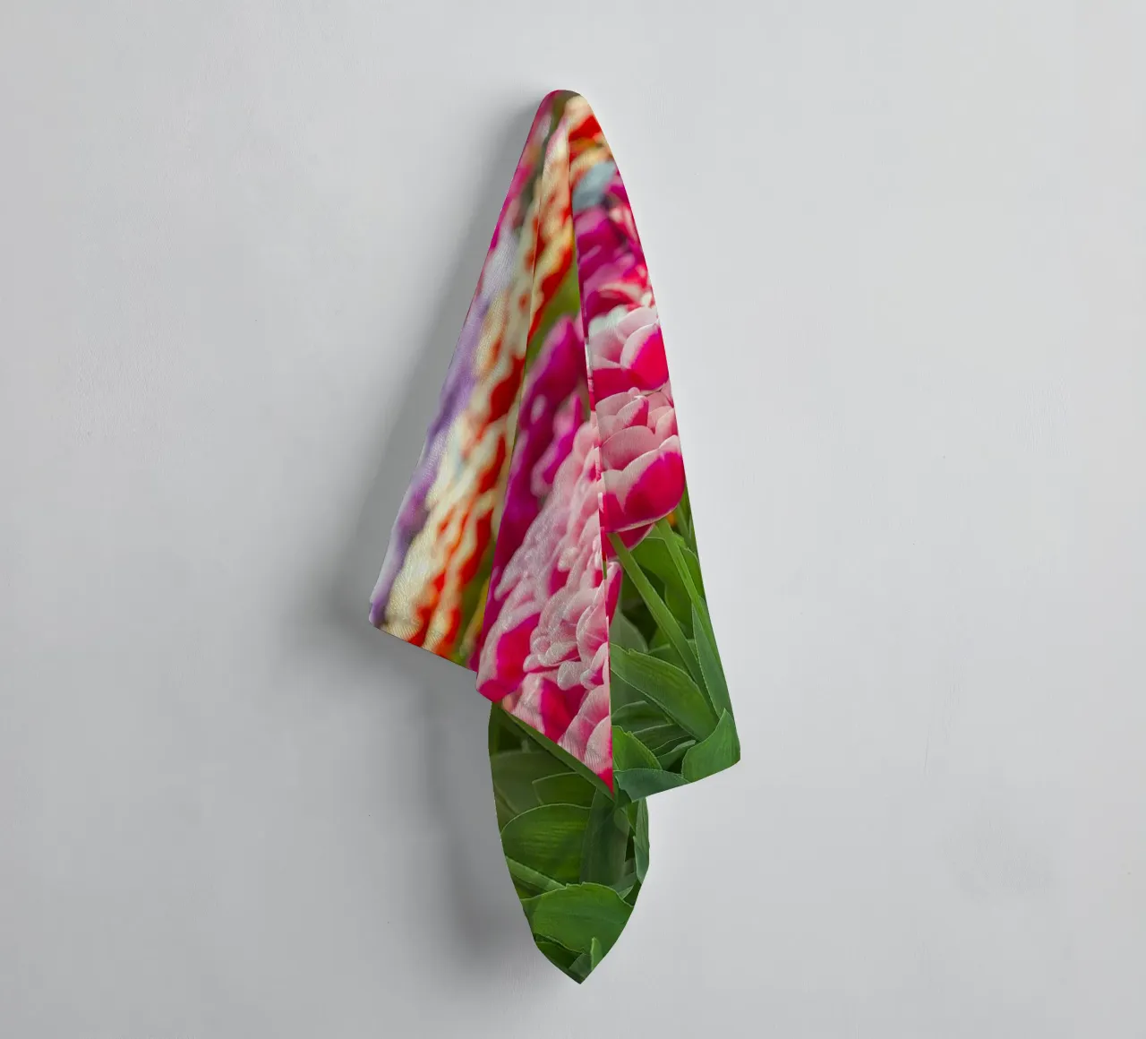 Fields of Joy: Vibrant Tulips in Bloom towel by Curious Collections by Marielle Leenders