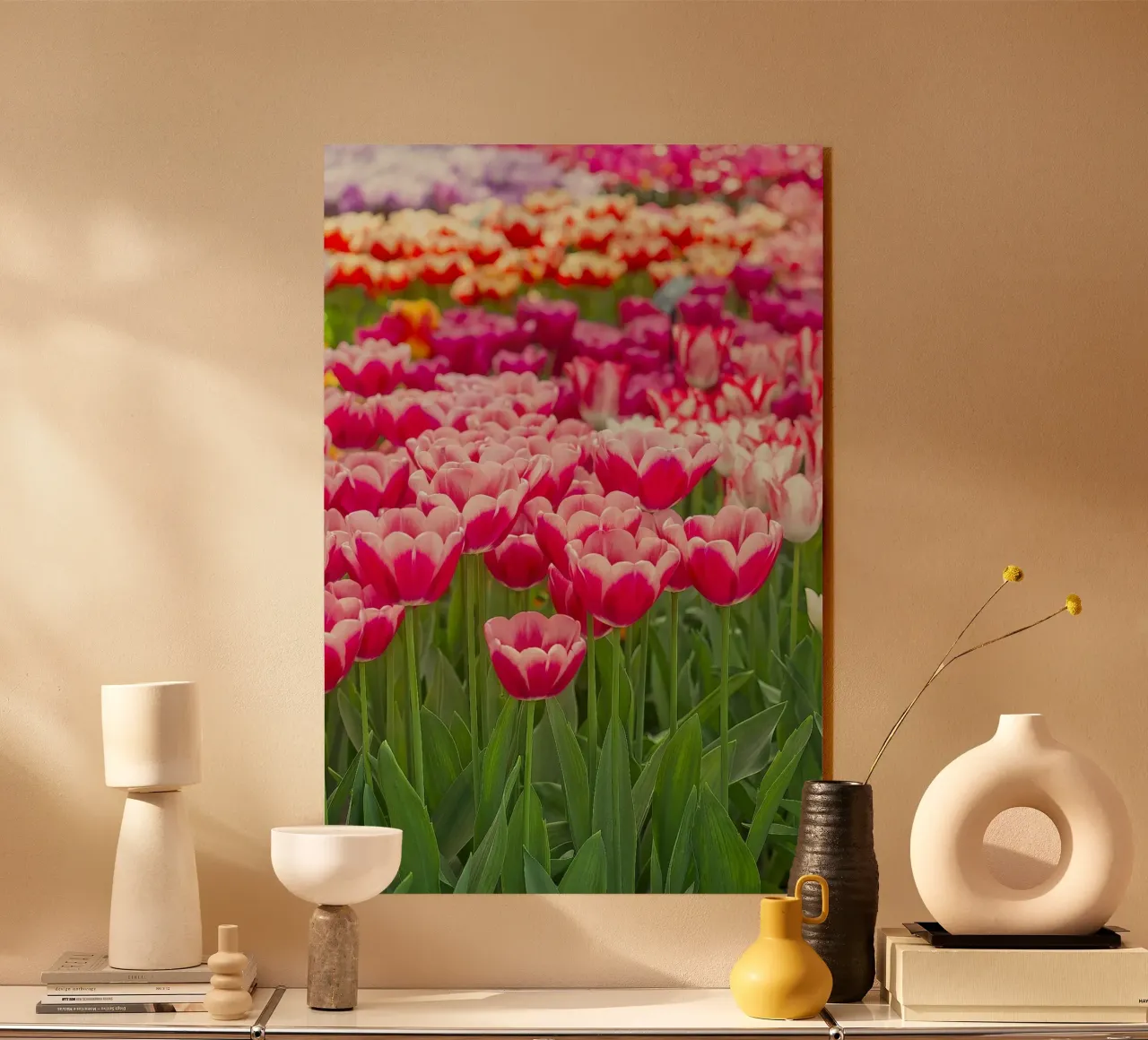 Fields of Joy: Vibrant Tulips in Bloom acrylic glass by Curious Collections by Marielle Leenders