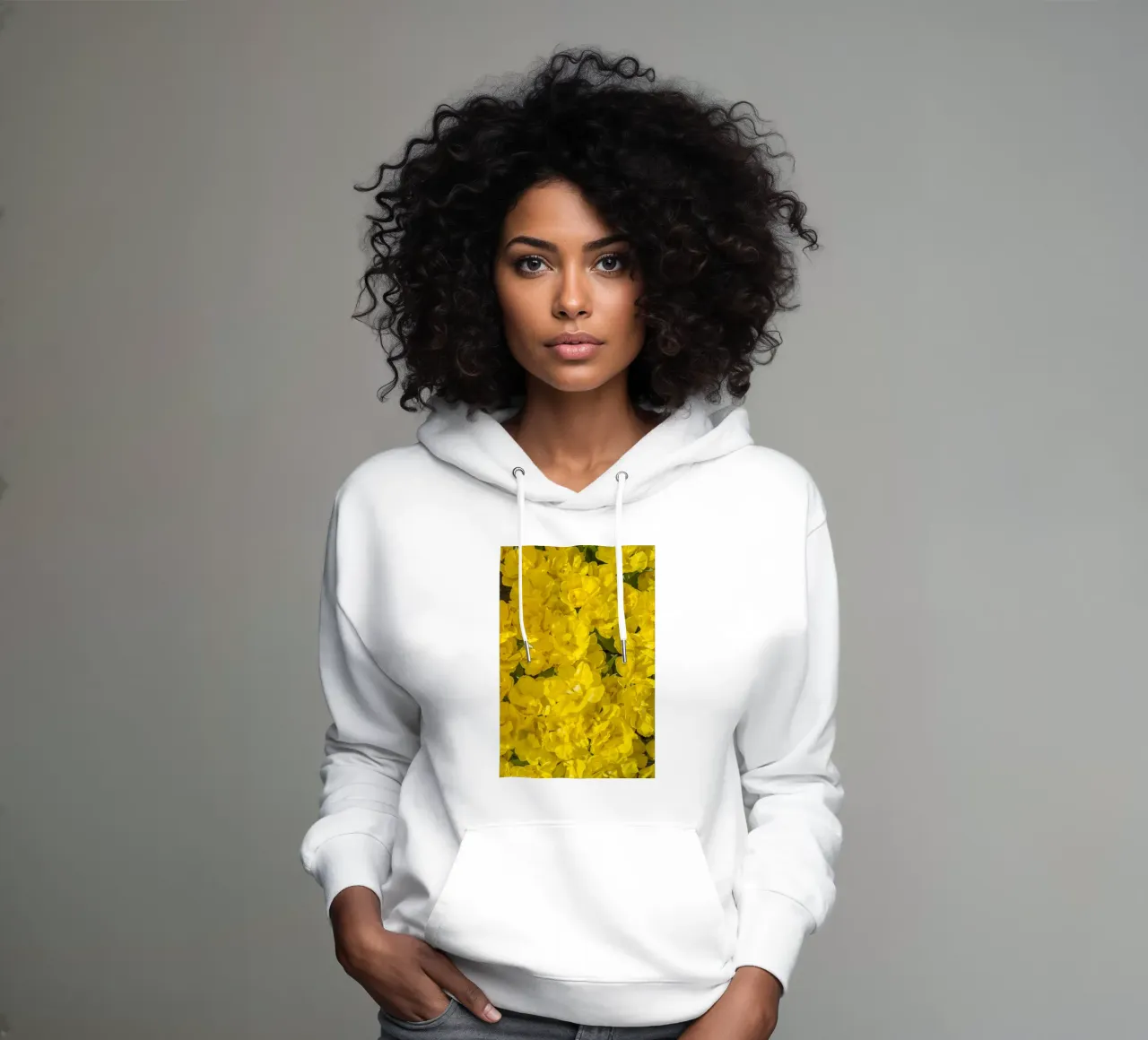 Un'esplosione di sole: Tulipani gialli felpa con cappuccio da Curious Collections by Marielle Leenders