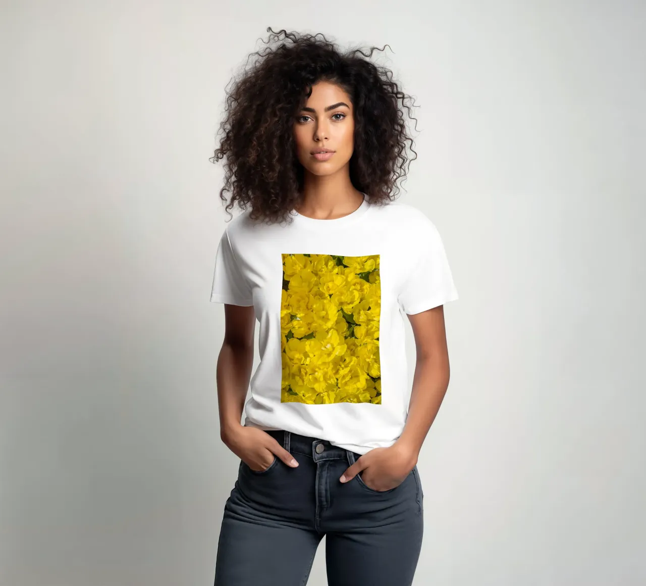 A Burst of Sunshine: Yellow Tulips t-shirt by Curious Collections by Marielle Leenders