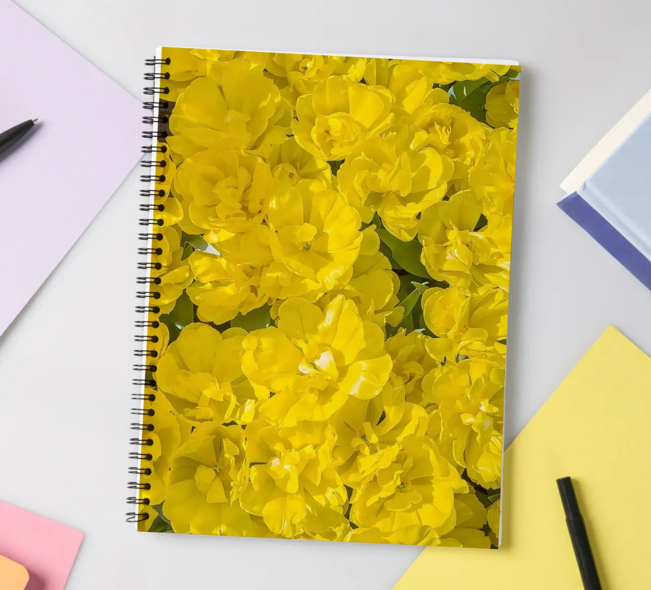 A Burst of Sunshine: Yellow Tulips spiral notebook by Curious Collections by Marielle Leenders