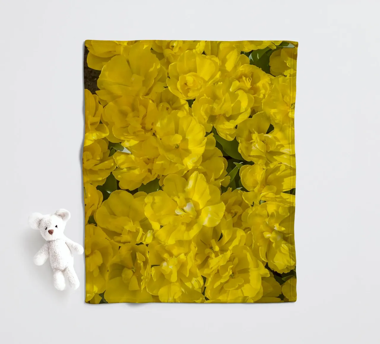 A Burst of Sunshine: Yellow Tulips fleece blanket by Curious Collections by Marielle Leenders