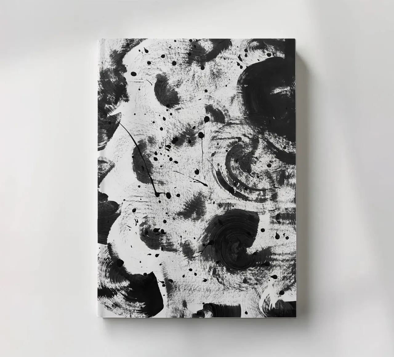 Black splashes of paint on a white background III notebook by Lisa Jureczko Arts Illustration