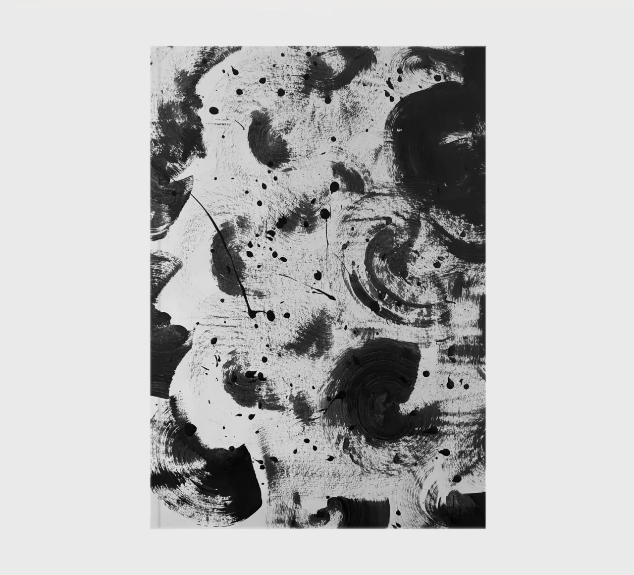 Black splashes of paint on a white background III notebook by Lisa Jureczko Arts Illustration