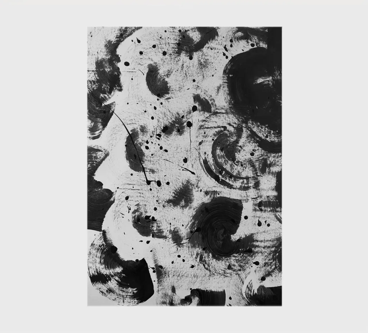 Black splashes of paint on a white background III notebook by Lisa Jureczko Arts Illustration