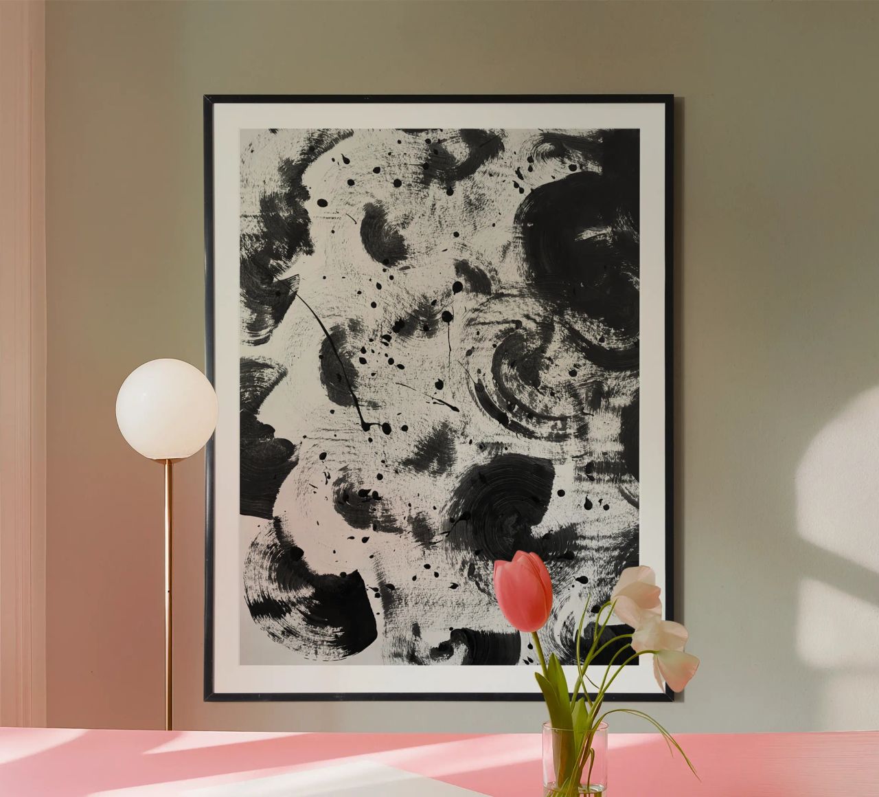 Schwarze Farbspritzer auf weißem Hintergrund III Poster von Lisa Jureczko Arts Illustration