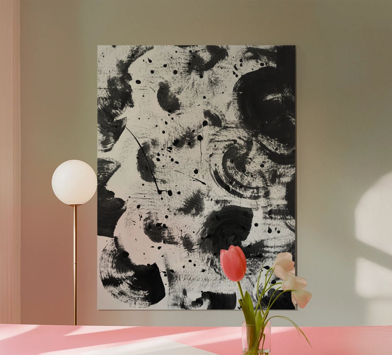 Schwarze Farbspritzer auf weißem Hintergrund III Poster von Lisa Jureczko Arts Illustration