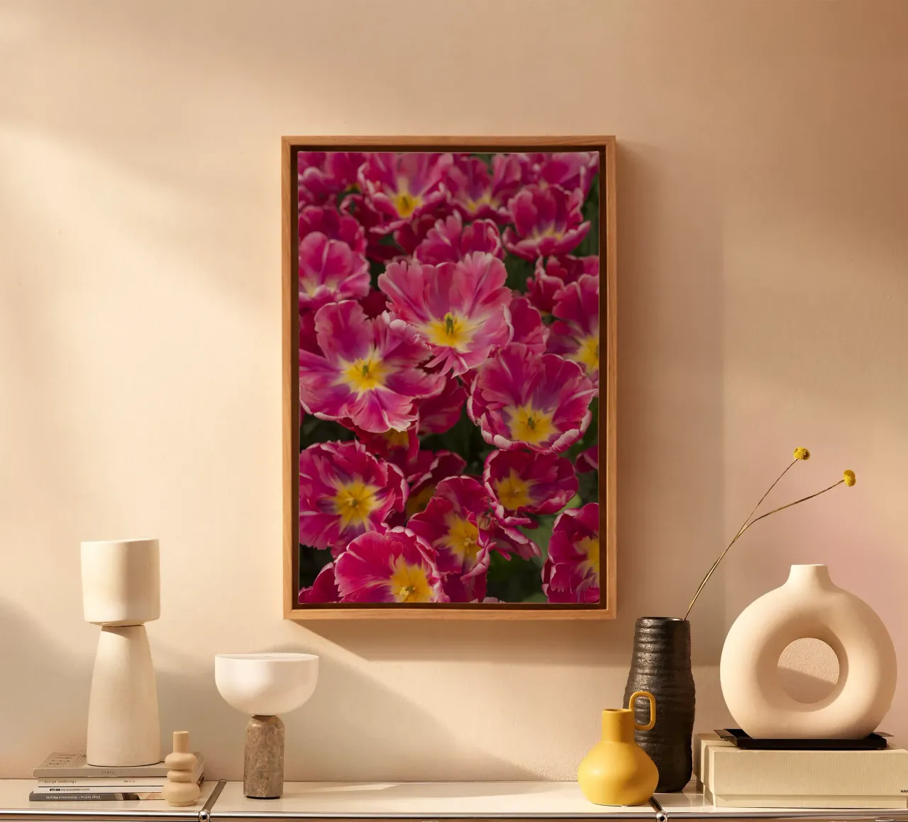 Floral Elegance: Lush Pink Tulips in Full Glory canvas by Curious Collections by Marielle Leenders