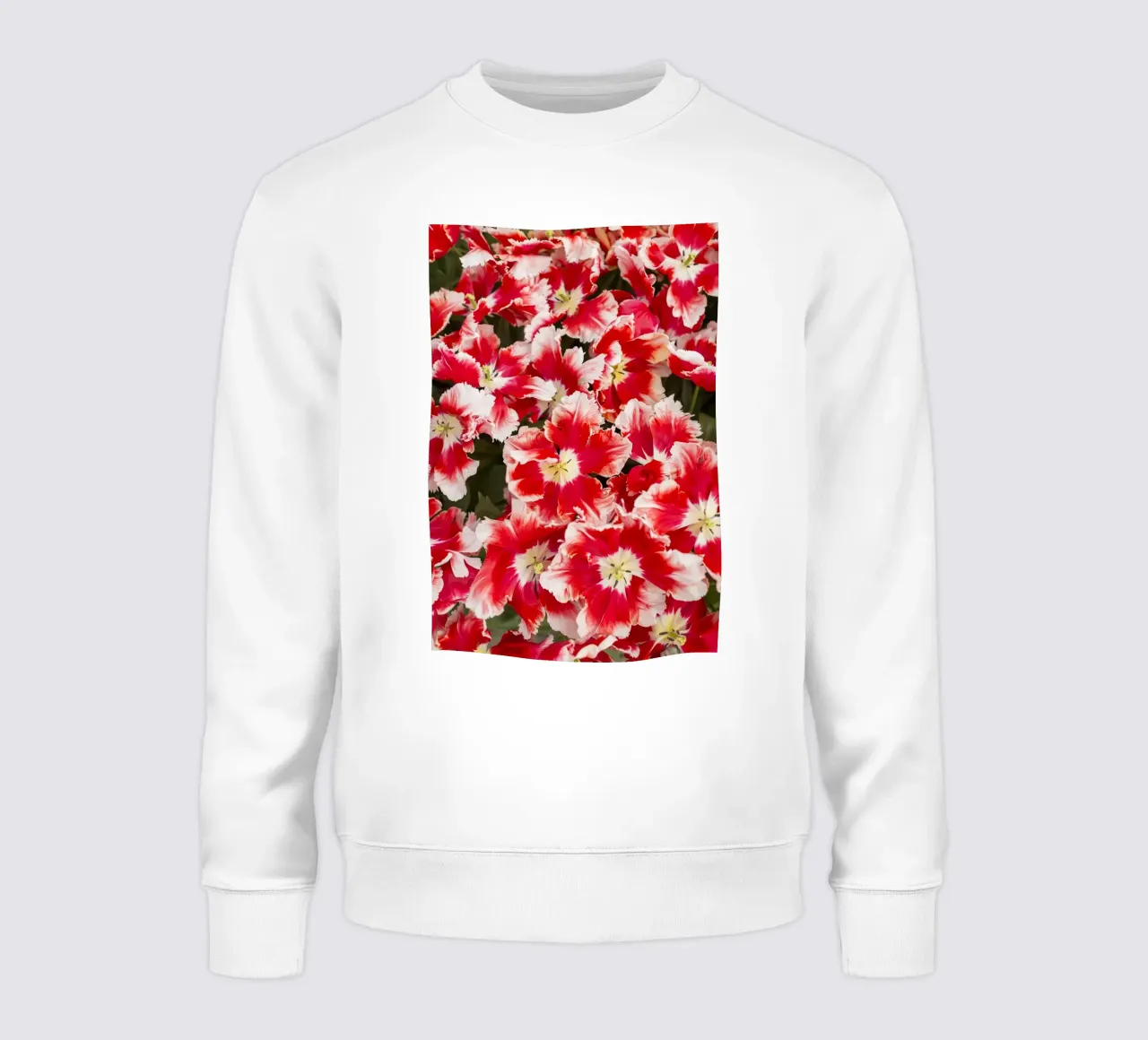Eleganza audace: Tulipani rossi/bianchi felpa da Curious Collections by Marielle Leenders