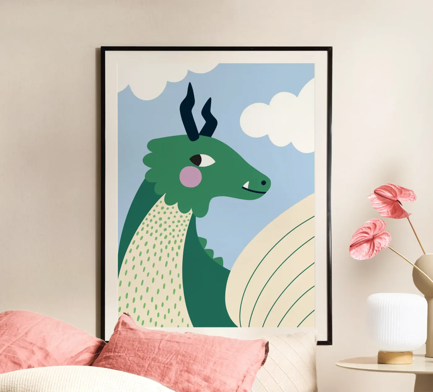 Drago verde poster da Edina Varga Designs