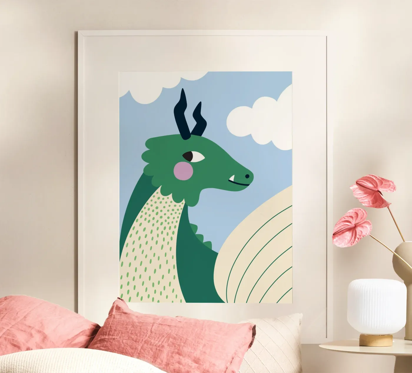Drago verde poster da Edina Varga Designs