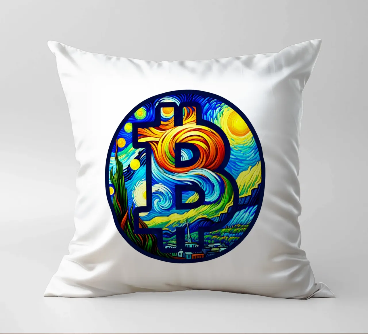BTC... viewed via the V.Gogh-node Kissen von Crypto_Jungle