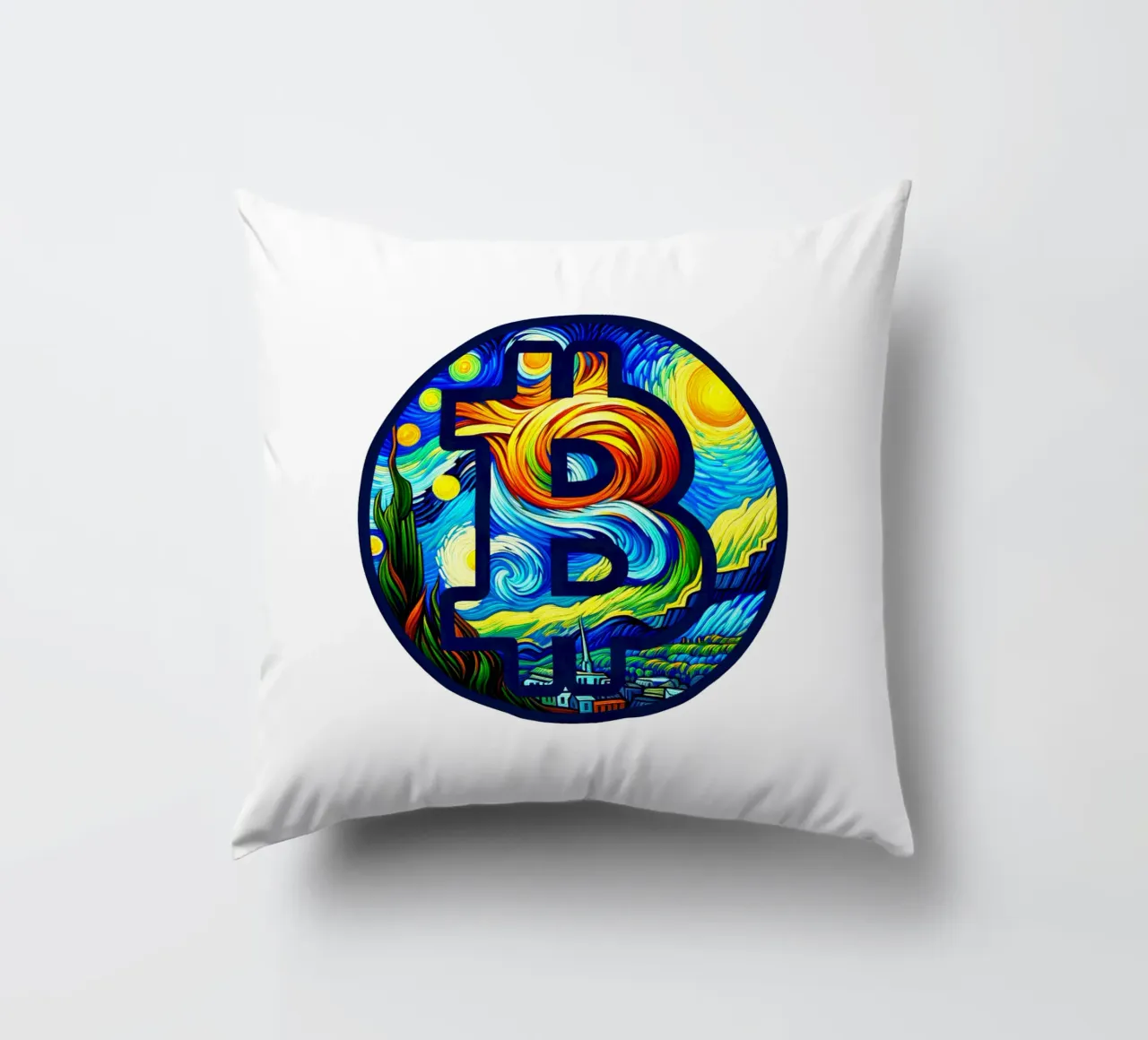 BTC... viewed via the V.Gogh-node Kissen von Crypto_Jungle