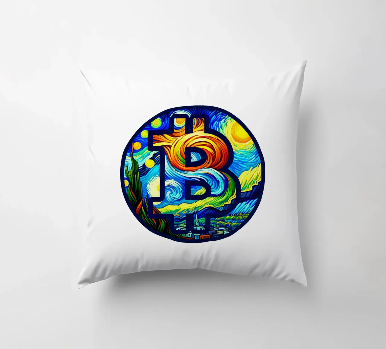 BTC... viewed via the V.Gogh-node Kissen von Crypto_Jungle